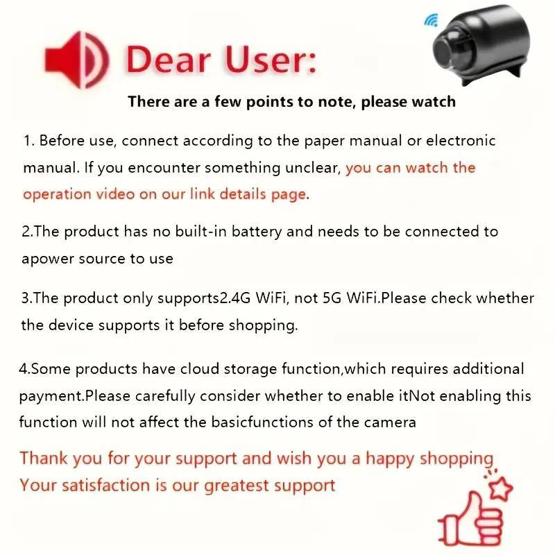 Wireless Security Cameras, Wifi Security Monitoring Camera, USB Plug-In Continuous Power Supply Security Camera for Outdoor & Indoor Dog & Cat Monitoring