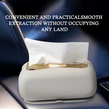 Punch-Free Silicone Tissue Box with Suction Cup Stable Large Paper Towels Box for Home Car