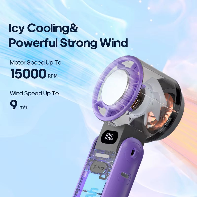 Outdoor Foldable Portable Handheld Fan Mini Cooling Rechargeable 3600Mah 100-Level Free Control High Speed Turbo Fan